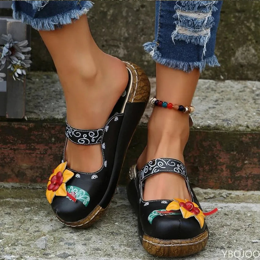 CD | Mocasini casual cu talpă groasă și model floral