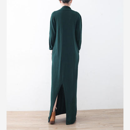 Warm Green Long Sweaters Loose Fitting Sweater Fine Asymmetric Winter Dresses