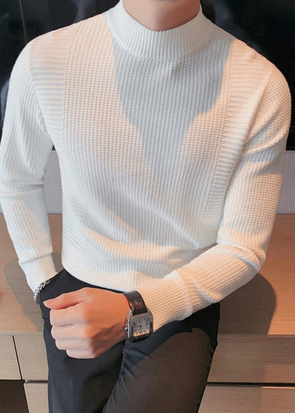 White Knit Sweater Fall Turtleneck