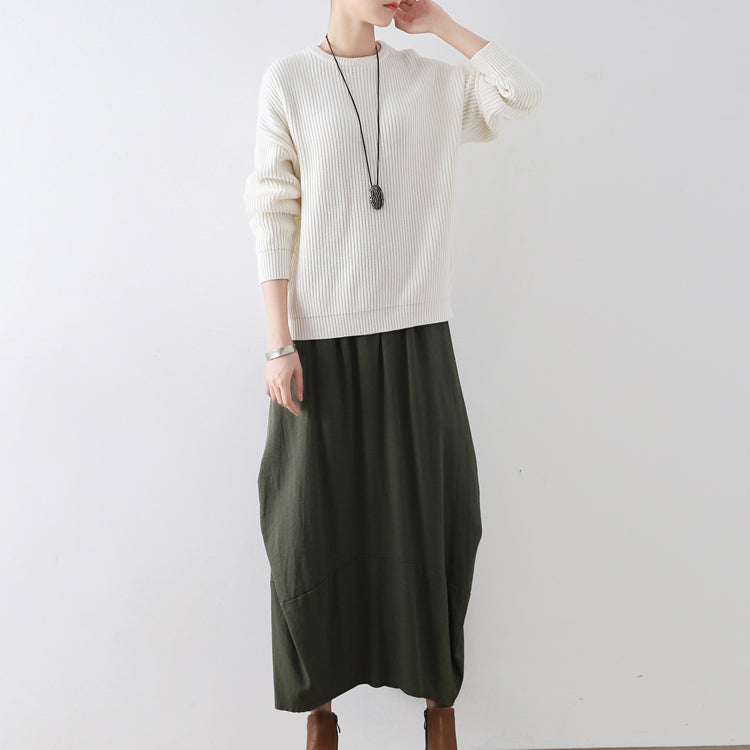 White Cotton Sweaters Knit Tops Winter Short Sweaters