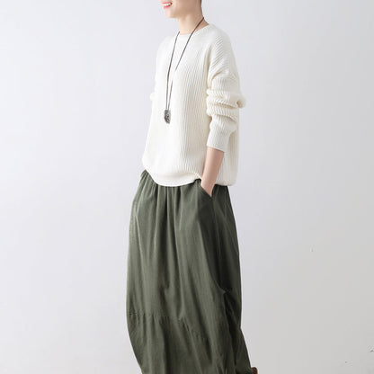 White Cotton Sweaters Knit Tops Winter Short Sweaters