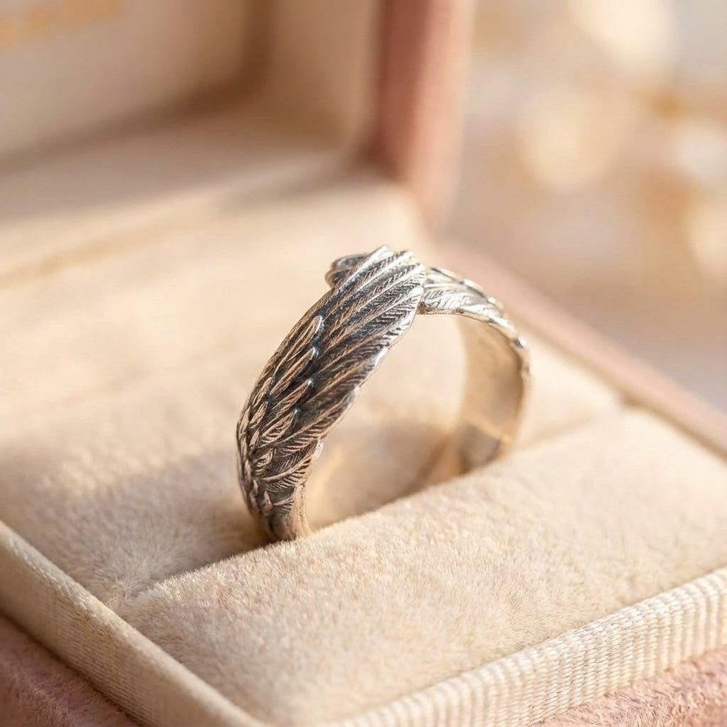 Winged Faith Silver Adjustable Ring