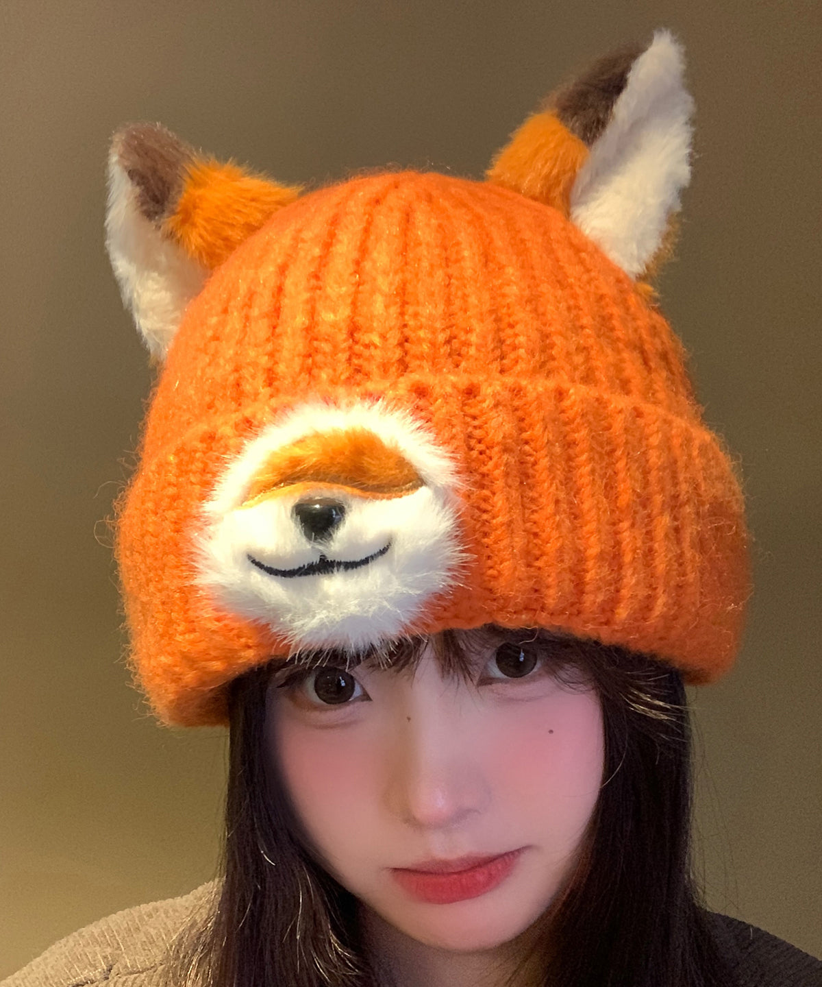 Winter Orange Fox Warm and Versatile Knitted Boonie Hat