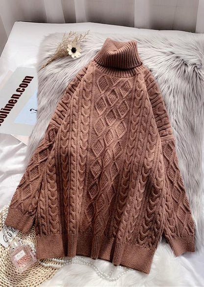 Winter Rose Knit Tops High Neck Thick Knit Blouse