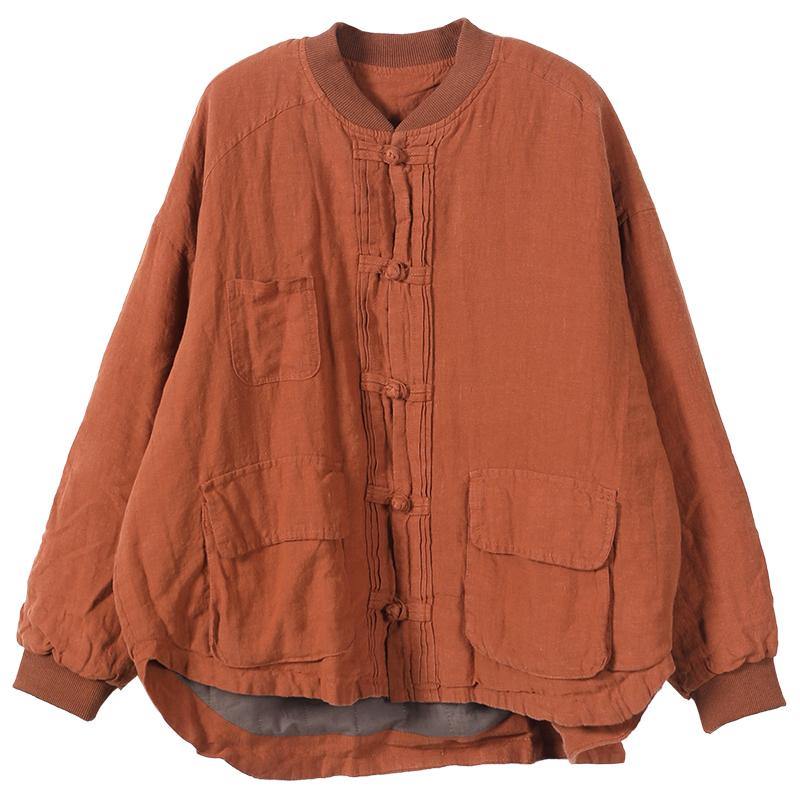Orange Linen Jacket Short Coat