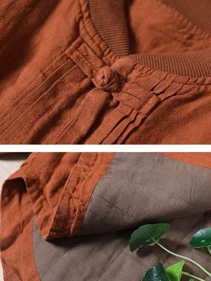 Orange Linen Jacket Short Coat