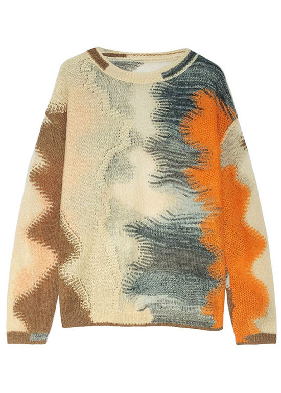 Apricot Hollow Out Loose Fall Knit Sweaters