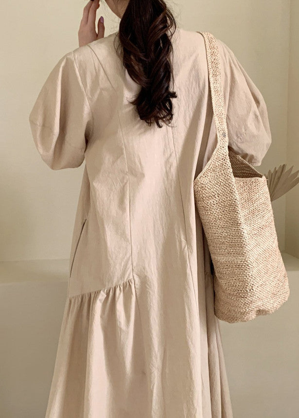 Apricot Patchwork Maxi Dresses Summer