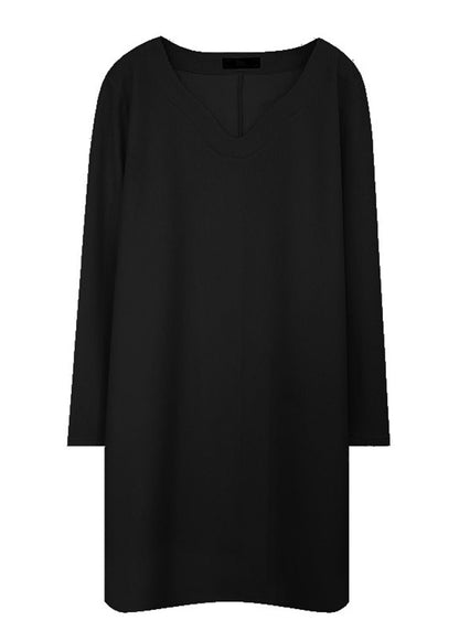 Apricot V Neck Oversized Thick Warm Fleece Mid Dress Fall