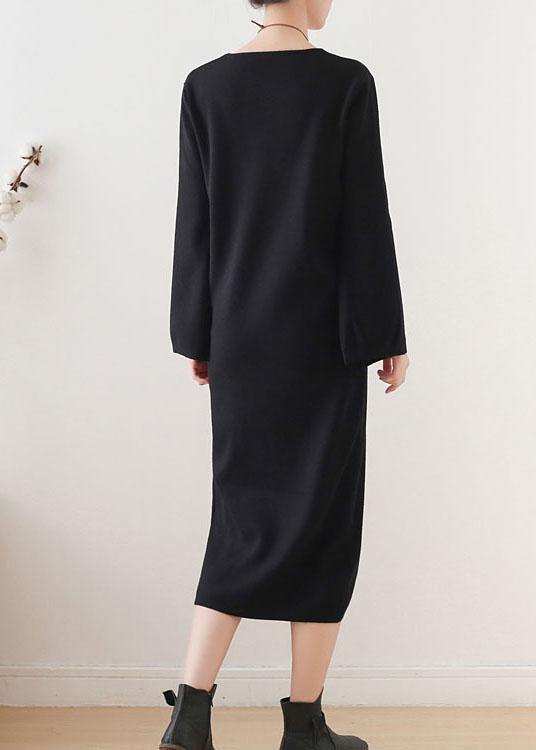 Black Long Sleeve Fall Slim Fit Knit Dress