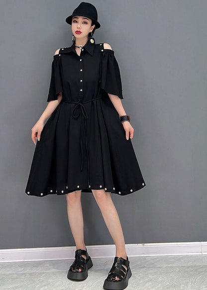 Black Original Peter Pan Collar Patchwork Removable Cotton Holiday Long Dress Cloak Sleeves