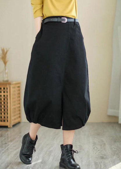 Black Patchwork Wrinkled Cotton Skirts Spring
