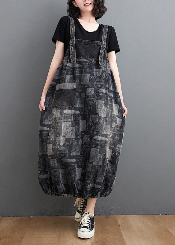 Black Print Clothes for Spaghetti Strap a Line Spring Dress
