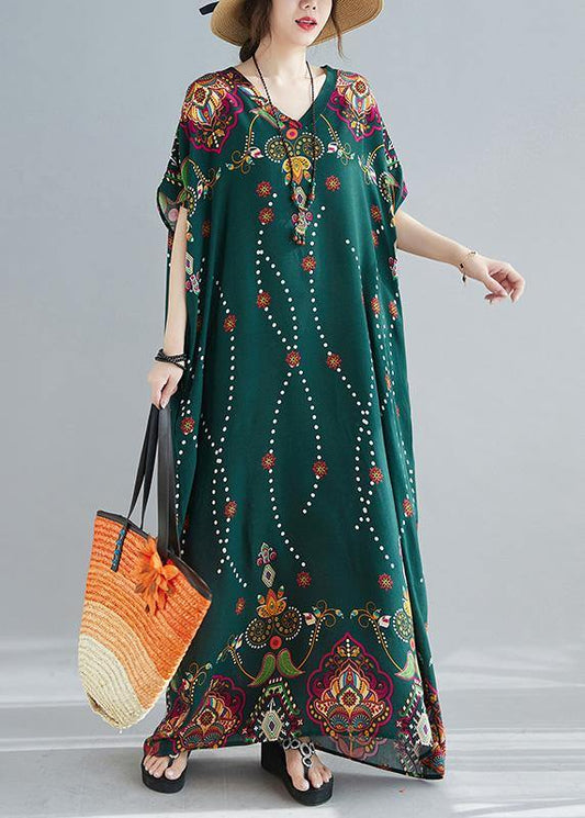Blue Print Tunic Top V Neck Spring Dresses