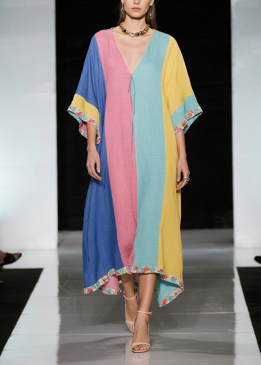 Colorblock Oversized Cotton Holiday Dress Summer