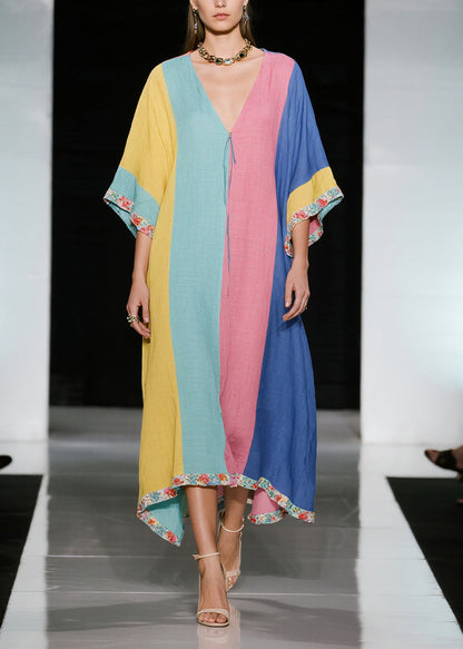 Colorblock Oversized Cotton Holiday Dress Summer