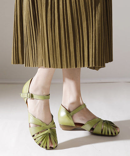 Green Buckle Strap Splicing Sandals