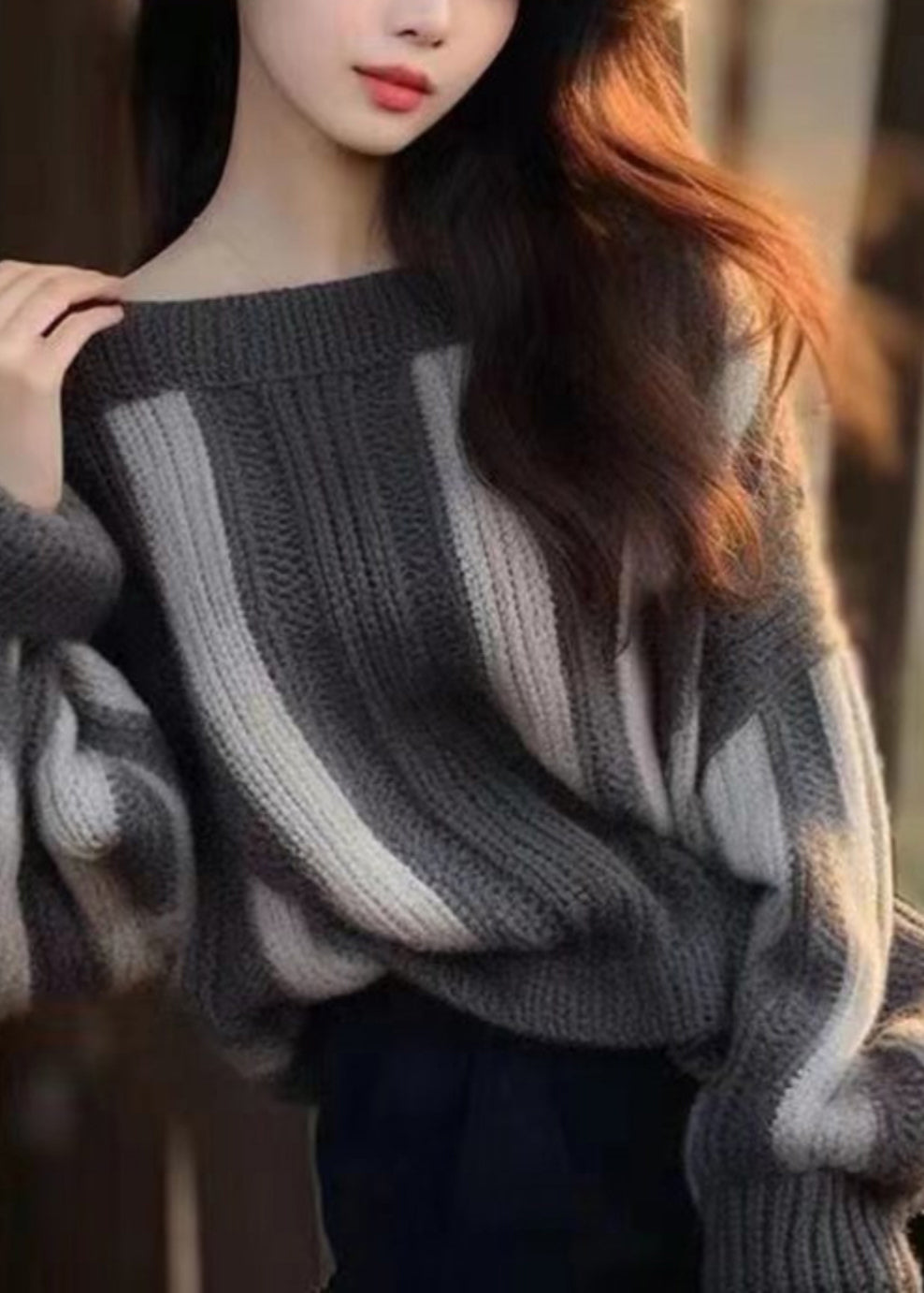 Grey Original Design Cozy Knit Sweater Spring