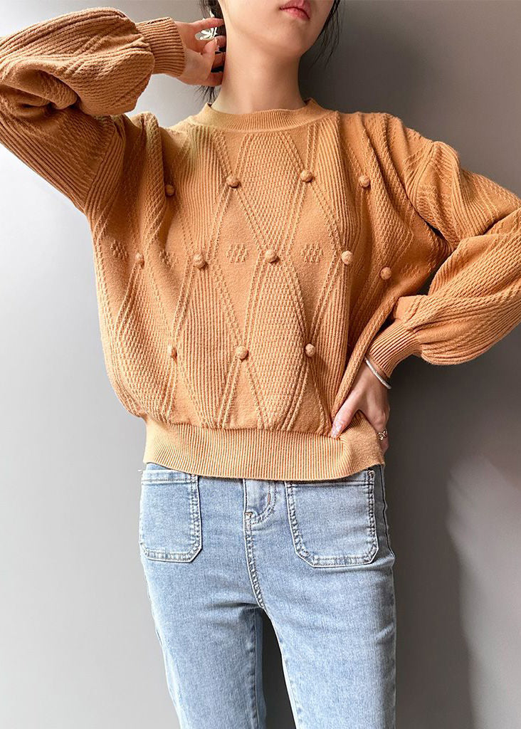 Khaki Cozy Patchwork Knit Sweaters Fall