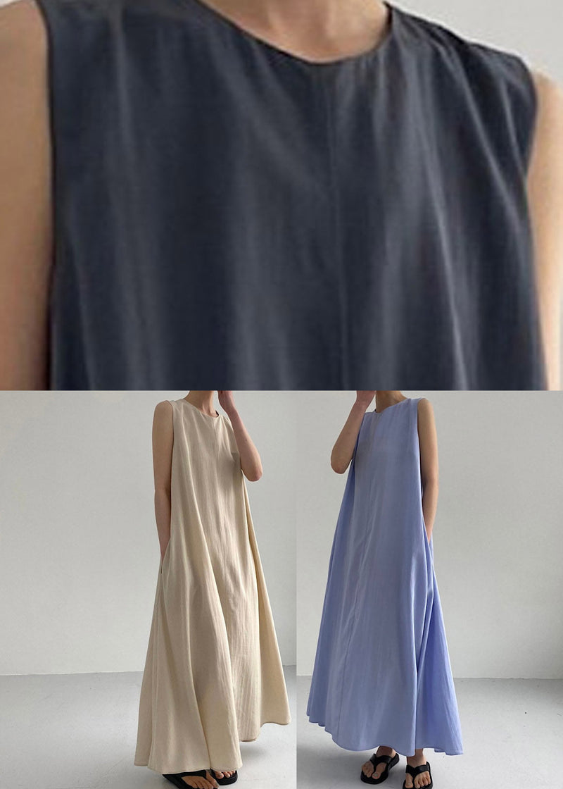 Navy O-neck Maxi Dress Summer