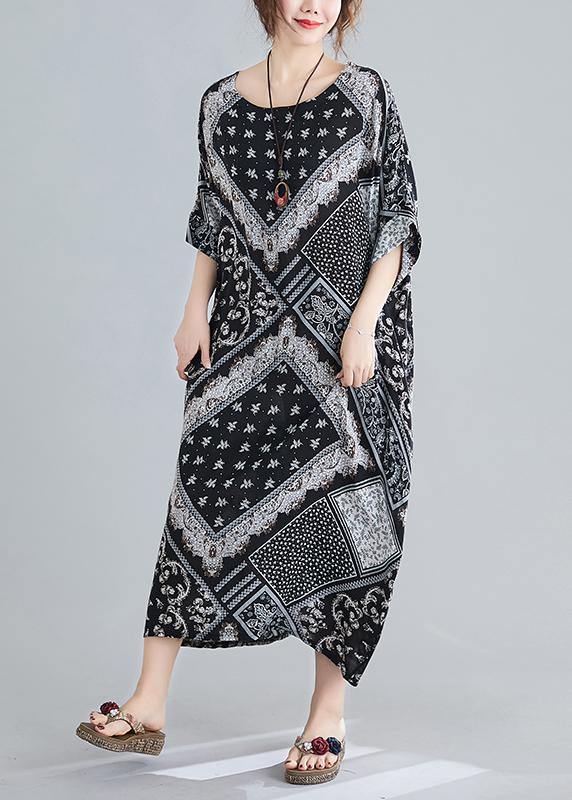 O Neck Summer Quilting Dresses Photography Black Print Traveling Dress