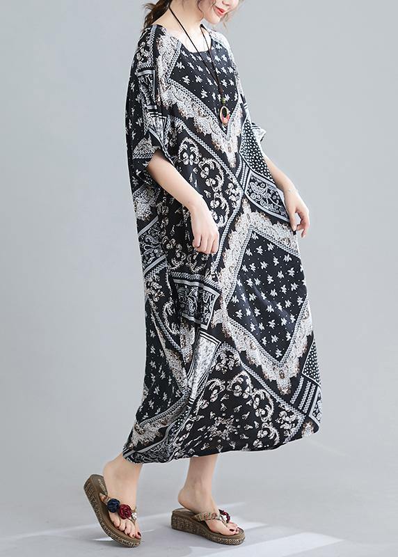 O Neck Summer Quilting Dresses Photography Black Print Traveling Dress