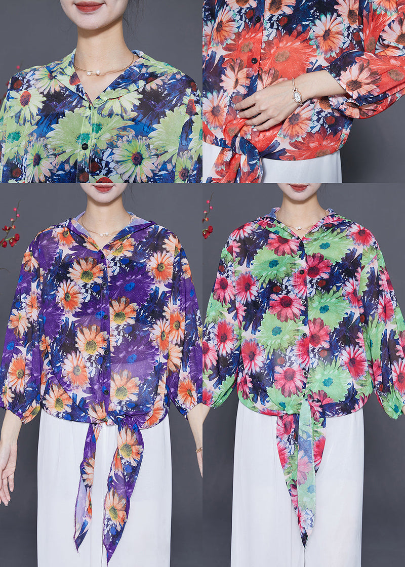 Orange Hooded Chiffon Upf 50+ Top Summer