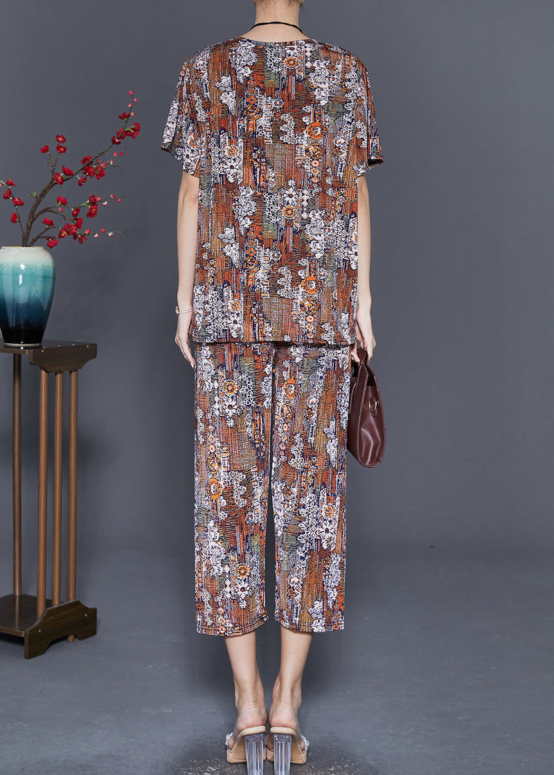 Oversized Print Silk Two Piece Set Summer