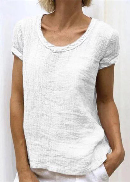 Pink O-neck Cotton T Shirt Summer