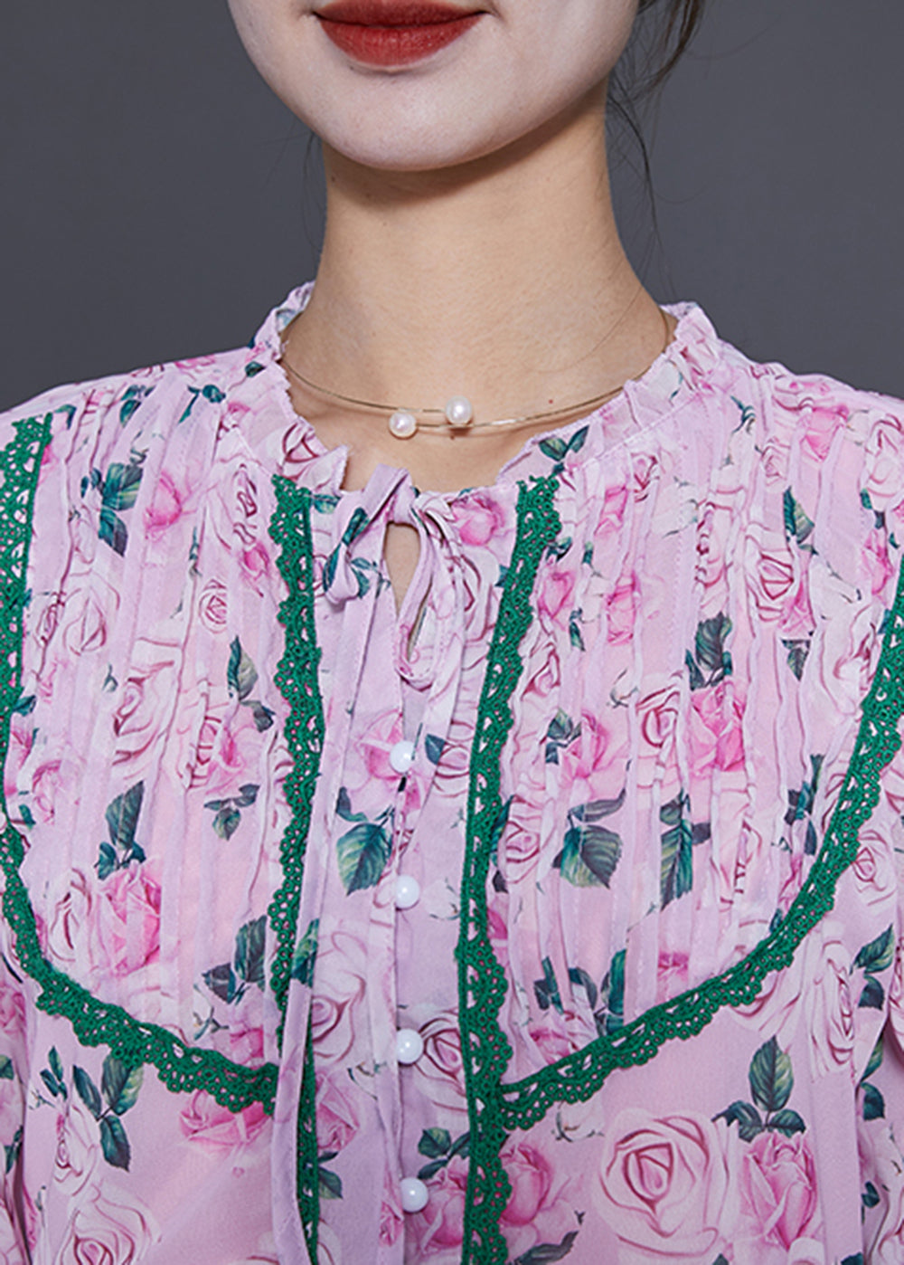 Pink Wrinkled Patchwork Print Chiffon Beach Dress Summer