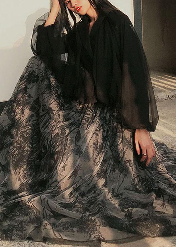 Print Tulle Pleated Summer a Line Skirts