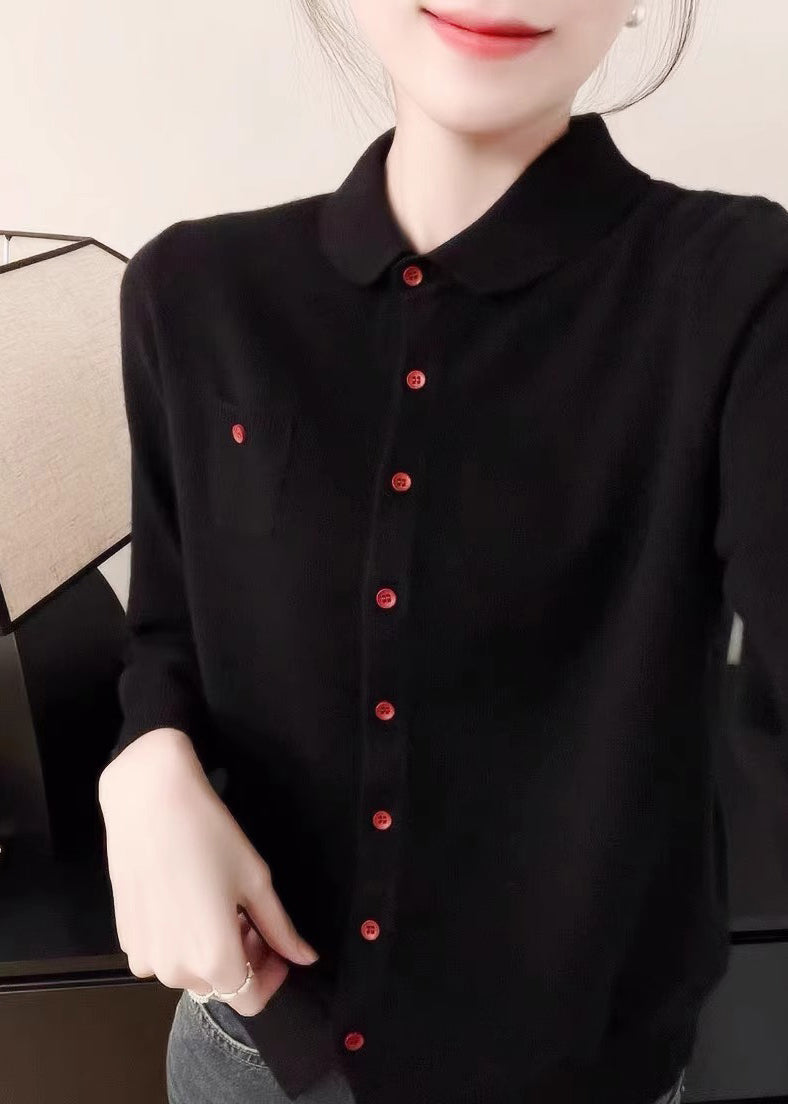 Purple Peter Pan Collar Button Knit Sweater Fall