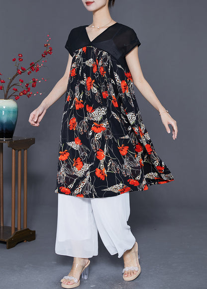 Red Exra Large Hem Chiffon Maxi Dresses Summer
