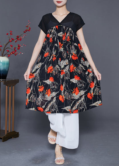 Red Exra Large Hem Chiffon Maxi Dresses Summer