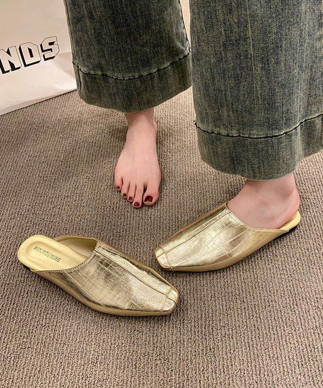 Silvery Faux Leather Comfortable Thong Sandals