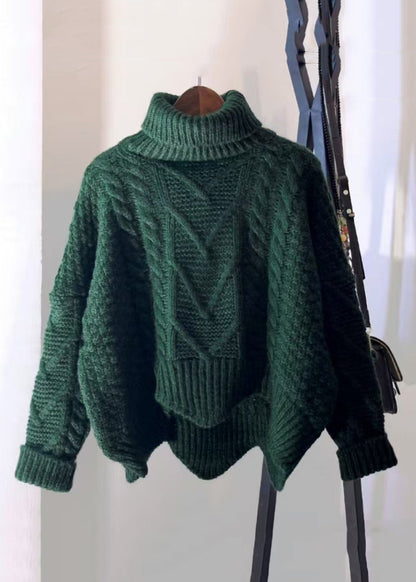 Skin Red Turtleneck Low High Design Knit Sweater Spring