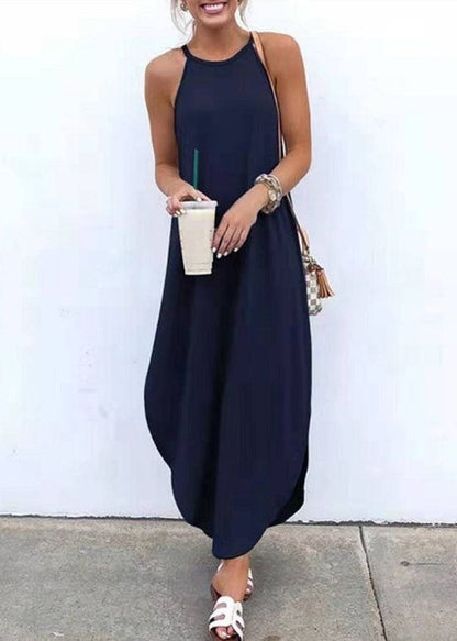 Sleeveless Straps High Low Hem Causal Maxi Dress