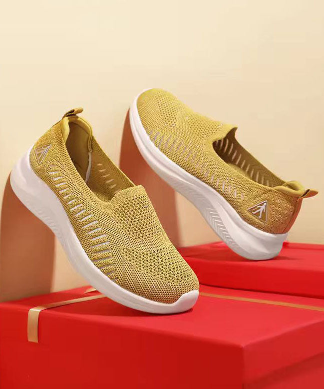 Soft Comfy Flat Shoes Yellow Breathable Mesh