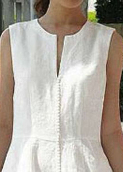 Color Sleeveless V-neck Back Zipper Pocket Dress
