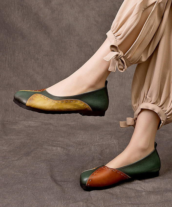Splicing Flat Shoes for Colorblock Sheepskin