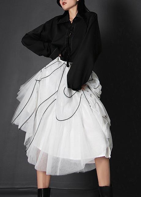 White High Waist Cinched Summer Skirts