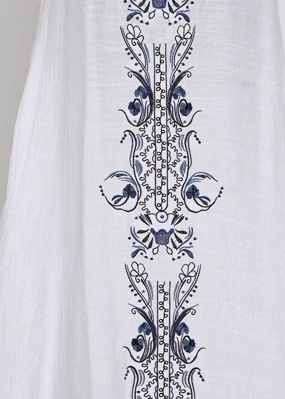 White V Neck Print Chiffon Vacation Dresses Summer