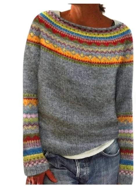 CD | Pulover confortabil tricotat cu model nordic