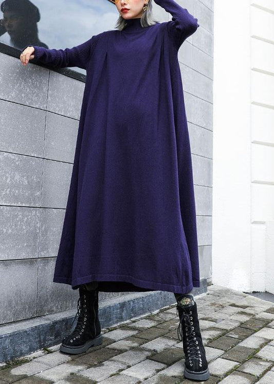 Loose Hem Sweater Dress Outfit Blue Fuzzy Knit Top Fall