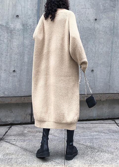 V Neck Sweater Dress Outfit Largo Khaki Tunic Sweater Dress