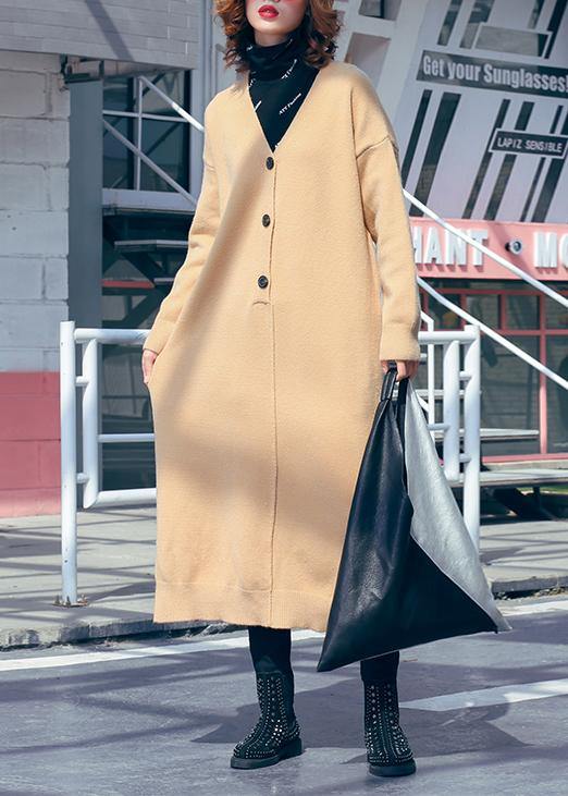 V Neck Side Open Sweater Outfits Classy Khaki Hipster Sweater Dress