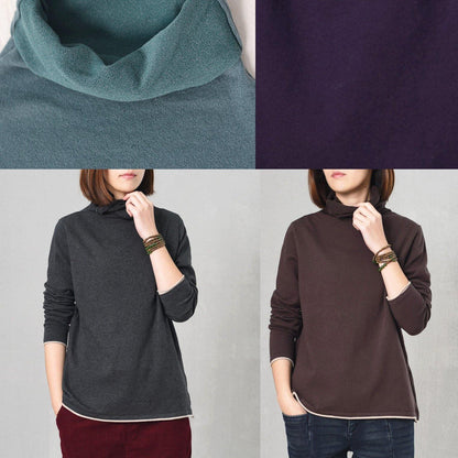 Wild Knitted Pullover Loose Fitting Black Sweaters High Neck