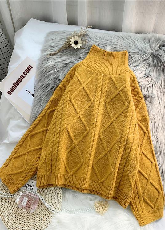 Yellow Crane Tops High Neck Thick Fall Knitwear