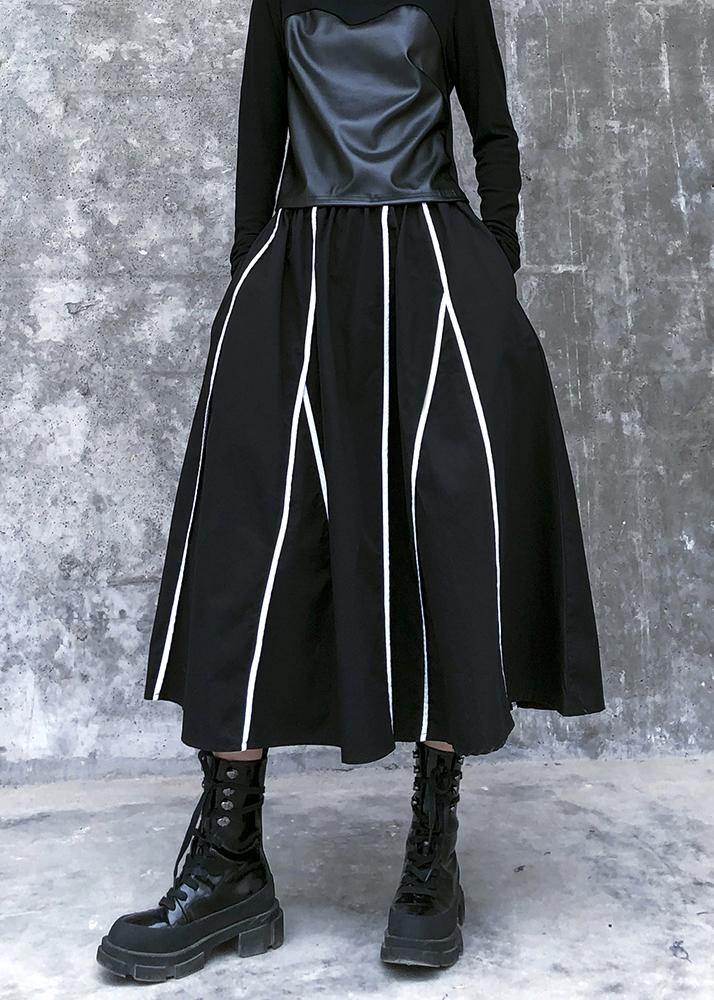 Retro Skirt High Waist Large Black Striped Skirt New