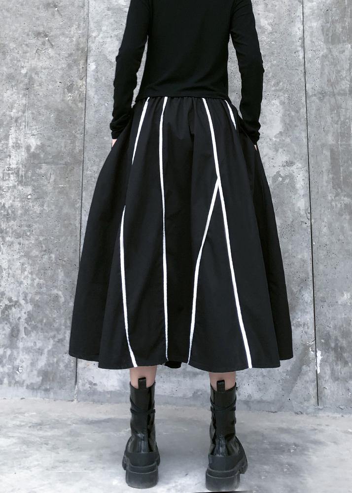Retro Skirt High Waist Large Black Striped Skirt New